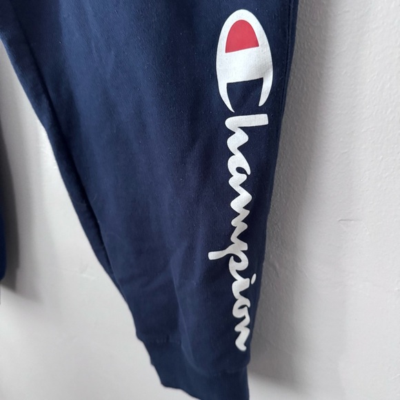 Champion mens dark blue spell out graphic sweatpants joggers Size 2XL - Picture 3 of 7